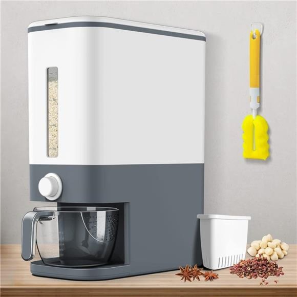 Rice Dispenser, 22-25 Lbs Rice Container with Measuring Cup,Upgraded Built-inBox - Picture 1 of 7